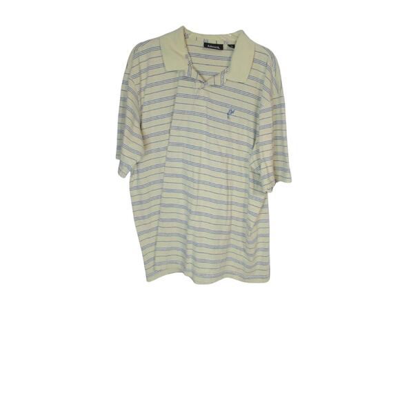 Ashworth Other - Ashworth yellow and blue stripe polo collared short sleeve shirt
